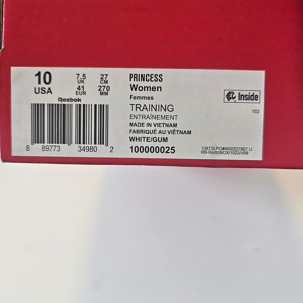 Reebox princess trainer women size 10 white NWT